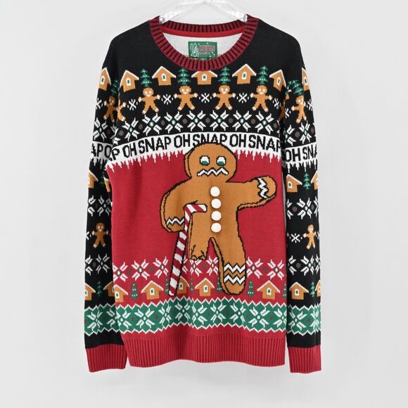 Ugly Christmas Sweater Other - UGLY CHRIATMAS‎ SWEATER Mens Size XL Gingerbread Man Oh Snap Candy Cane Crutch